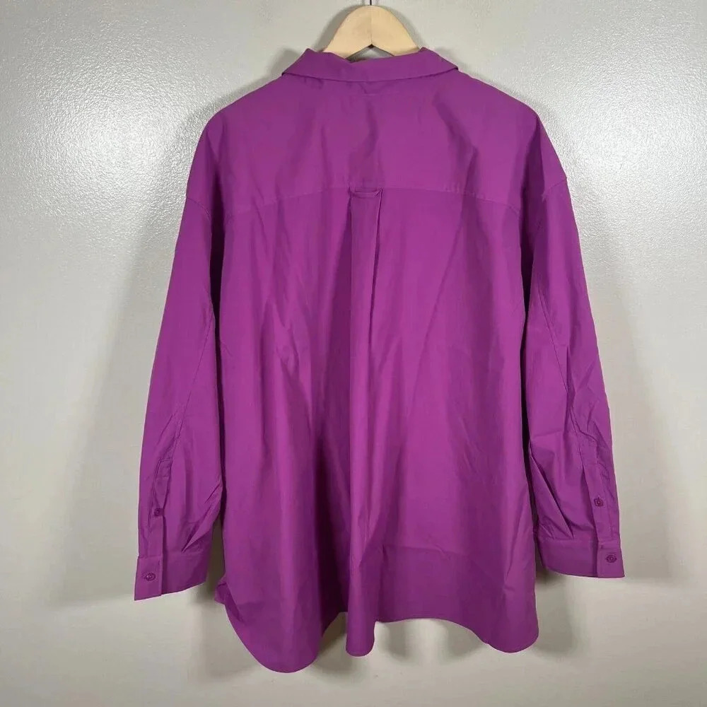 Athleta Oversized Poplin Top Button Up Size 3X Jazzy Purple Work Travel Office - Picture 2 of 13